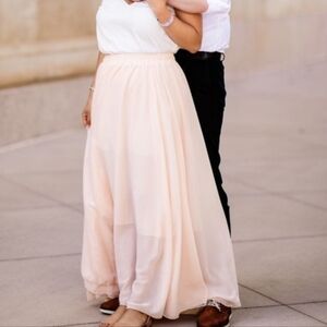 Peachy Chiffon Maxi Skirt